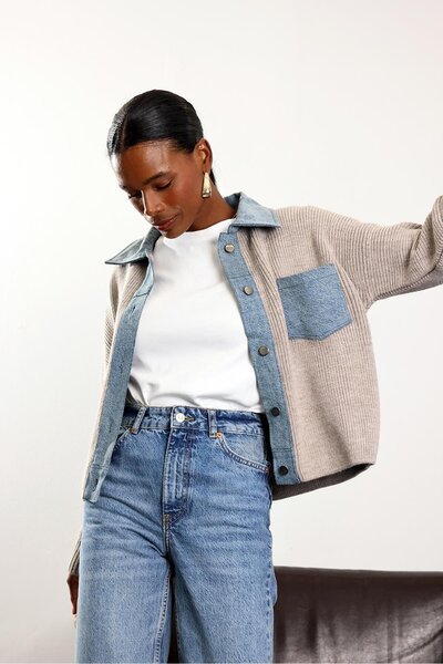 5in1Canpolat Ζακέτα με λεπτομέρειες από βιζόν 28917