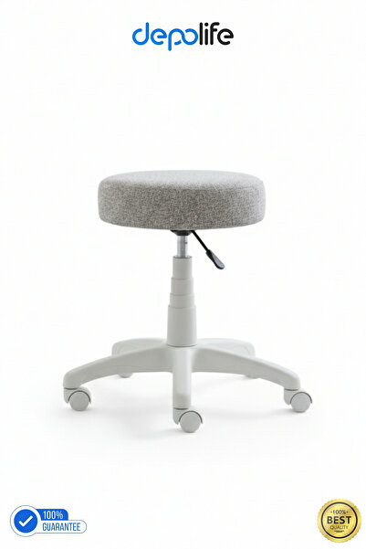 Depolife Tedy Yükseklik Ayarlı Ergonomik Ofis Kasiyer Sekreter Makyaj Tekerlekli Çalışma Taburesi