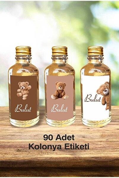 fırsatlar diyarı Ayıcık Tema Kolonya Etiketi - Parlak Kuşe Kesimli / 3x4,5 Cm...