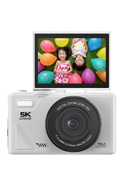 VALA VALA® 5K Ultra HD CCD digital camera, 75MPx, WiFi, 3.0 inch flip-up IPS screen, 18x zoom