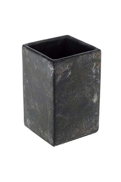 ANTBRO Suport pentru periuță de dinți, ciment pătrat, negru, 7x7x11cm