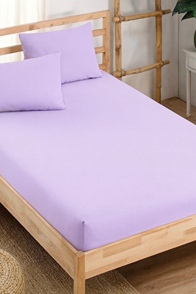 Felina Home طقم ملاءات سرير مطاطية قطنية مزدوجة الحجم باللون الأرجواني الفاتح