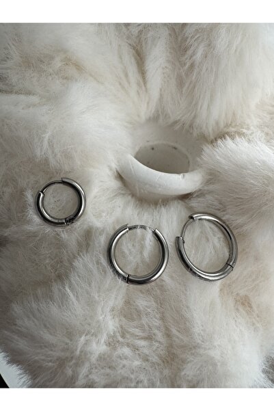 Rod Çelik Halka 3’lü Set Küpe