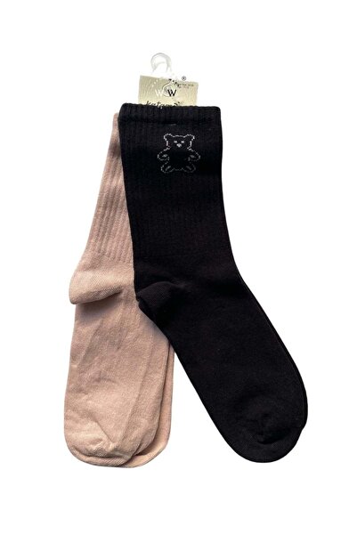 ww waka waka kids store Unisex Children's Colorful Teddy Bear Patterned 2-Piece Socks Set – Comfortable and Stylish for Everyday Use