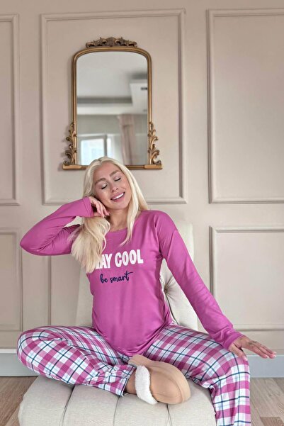 Pijamaevi Σετ γυναικεία θερμική πιτζάμα με σχέδιο Lilac Stay Cool