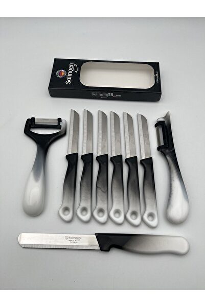 Solingen Ebruli 9 Parça, 6 Meyve Bıçağı, 2 Soyacak, 1 Micro Doğrama Siyah