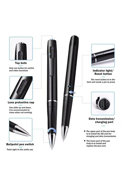 Generic قلم كاميرا واي فاي عالي الجودة مع مسجل فيديو عالي الدقة وكاميرا محمولة للجسم