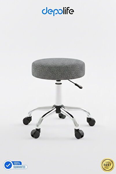 Depolife Tedy Yükseklik Ayarlı Ergonomik Ofis Kasiyer Sekreter Makyaj Tekerlekli Çalışma Taburesi