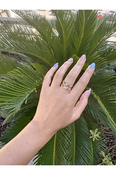 TUĞÇE TURAP 14K Çelik Modern Desenli Yüzük – 2 Renk Seçenekli (Altın & Gümüş), Kararmaz (ayarlanabilir)