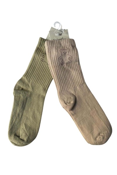 ww waka waka kids store Unisex Children's Colorful Teddy Bear Patterned 2-Piece Socks Set – Comfortable and Stylish for Everyday Use