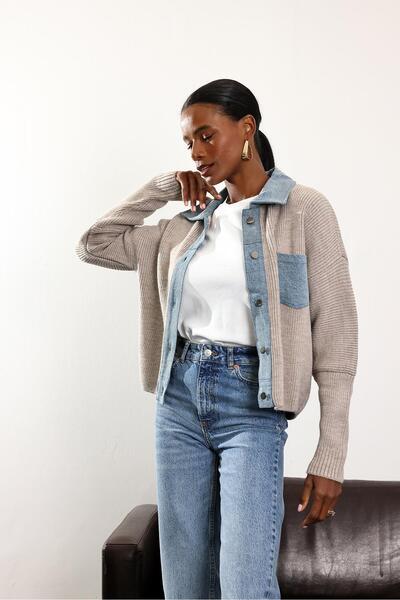 5in1Canpolat Ζακέτα με λεπτομέρειες από βιζόν 28917