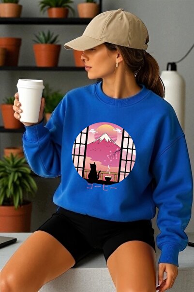 ArtYus Tricou unisex cu mânecă lungă Landscape pisică Transfer cu imprimeu gu...