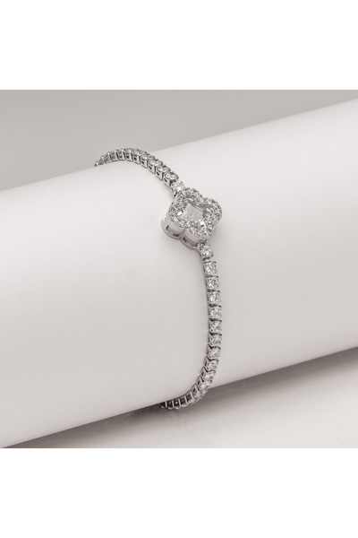 ElectraStore Brățară Tennis Placată Cu Aur Alb Alhambra