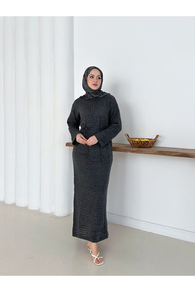 sorisso Knitwear Dress (with Lining) Detailed with Hole Pattern