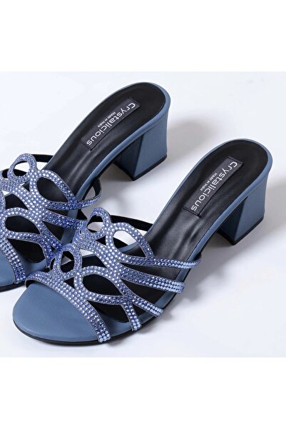 crystalicious حذاء أيلاني مصنوع يدويًا من قبل حرفيين، بكعب عريض مريح بمقدمة مستديرة، مناسب لحفلات الزفاف والحفلات ومواعيد العشاء