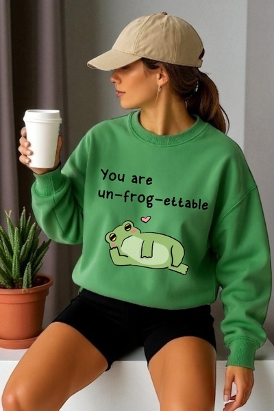 ArtYus سويت شيرت للجنسين بأكمام طويلة وطباعة على شكل ضفدع وياقة دراجة