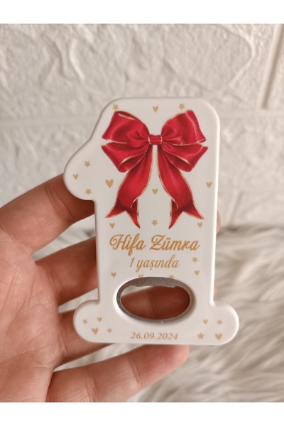 Doğrukan Hediyelik 10 adet kırmızı fiyonklu 1 rakam açacak magnet yenidoğan d...