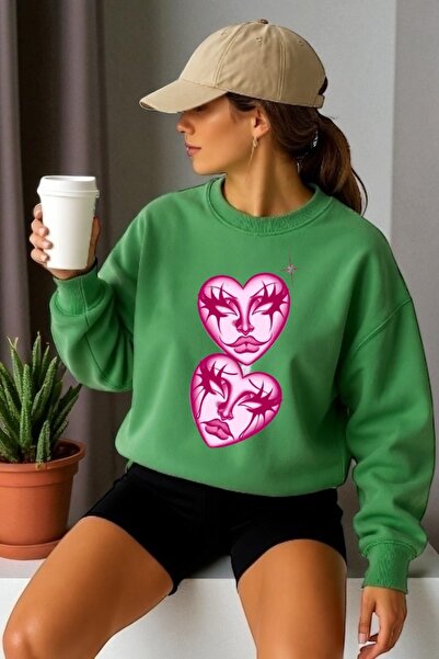 ArtYus Unisex dukserica sa dugim rukavima i transferom u obliku srca Štampano...