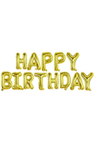 Baloane Vesele Set Litere Aurii Happy Birthday HB6