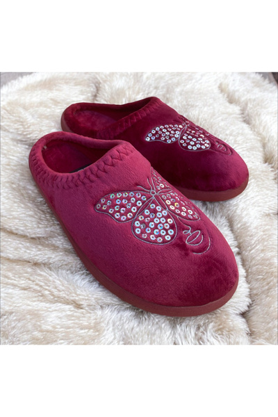 GEZER Embroidered Sequin Winter Slippers. Winter Towel Slippers for Women. Guest Slippers for Winter. Winter Heated Slippers.