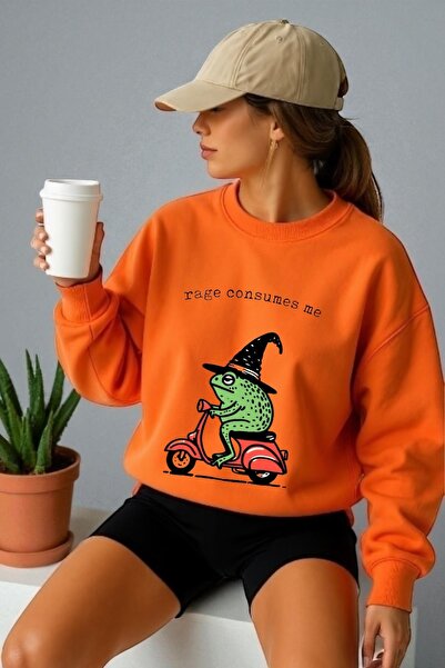 ArtYus سويت شيرت برقبة دائرية وأكمام طويلة للجنسين مطبوع عليه ضفدع