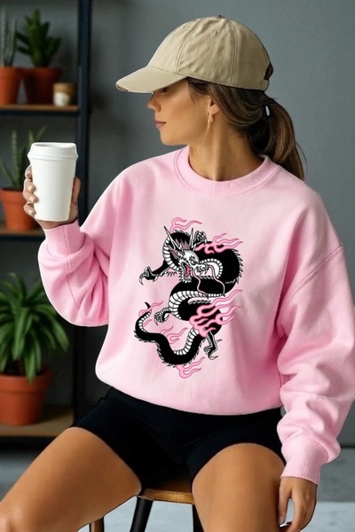 ArtYus Tricou unisex cu mânecă lungă Dragon Transfer cu imprimeu guler rotund...