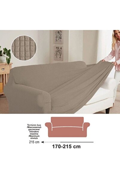 OEM Husă pentru canapea cu 3 locuri, material elastic, bej, lungime 170-215 cm