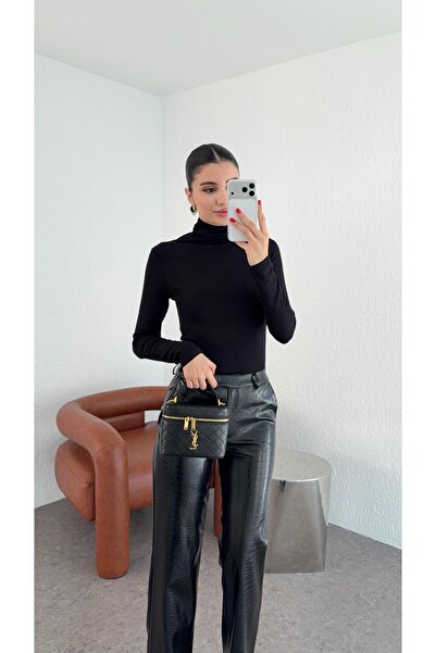 HAZELANNA Bluză de pescar neagră din Lycra