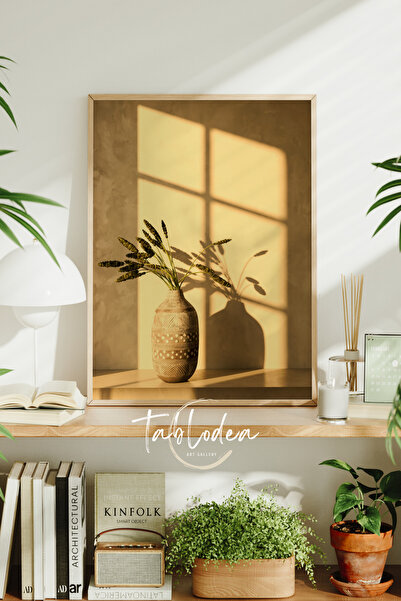 tablodea Αφίσα με κορνίζα σε σκανδιναβικό νορδικό στυλ με θέμα βάζο και σκιά,...