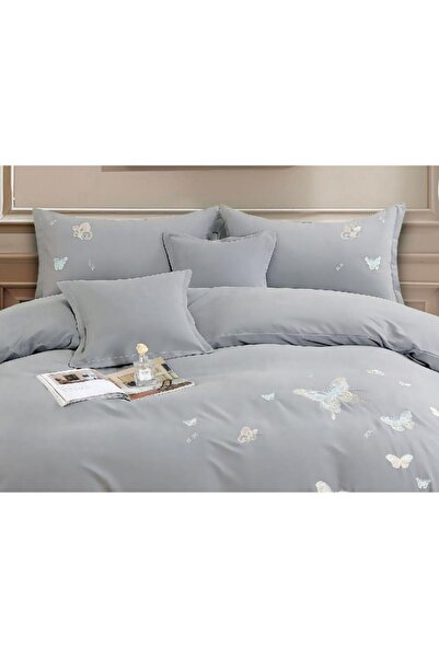 PRO JAAD BUSINESS CONCEPT Bed Linen, 2 People, 6 Pieces, Fitted Sheet, Premium Soft Touch, Gray