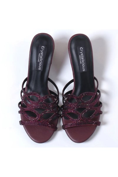 crystalicious Aylani Handcrafted by Artisans Comfortable Round Toe Block Heel for Wedding, Parties & Dinner Dates