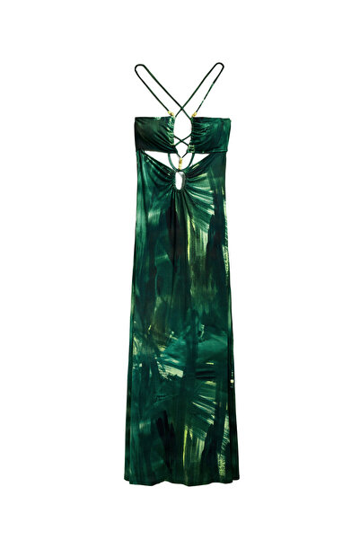 Desigual Γυναικείο καλοκαιρινό φόρεμα πράσινο DESIGUAL-25SWVK55 4139 TIDEPOOL