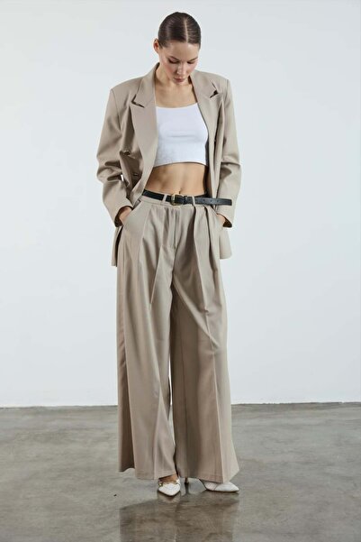 NANTİREA Khaki Palazzo Trousers