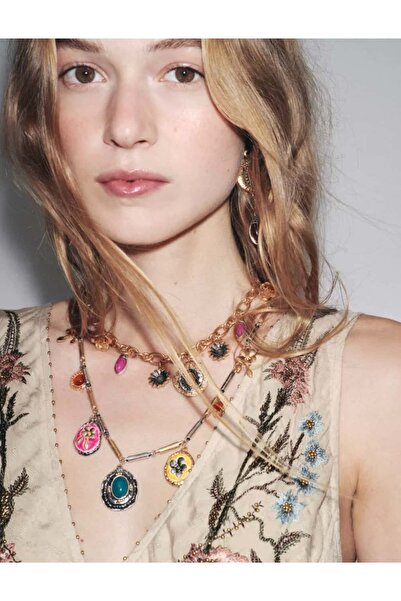 gingillo aksesuar Marka Model Çift Renk Üçlü Charmlı Kolye