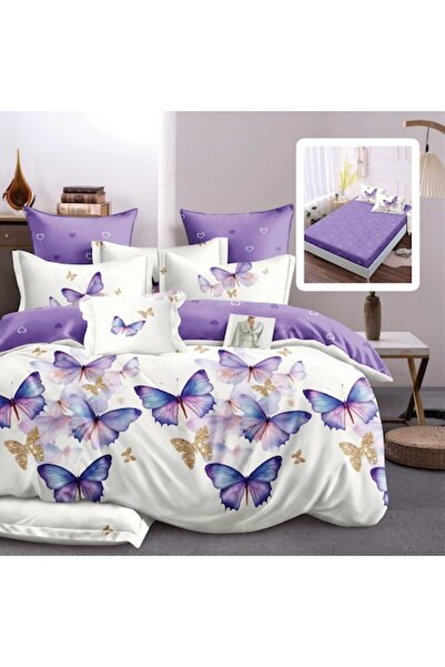 RALEX PUCIOASA Double Bed Linen Finet Cotton 6 Pieces with Mattress Cover 160x200 or 180x200 cm, Qui