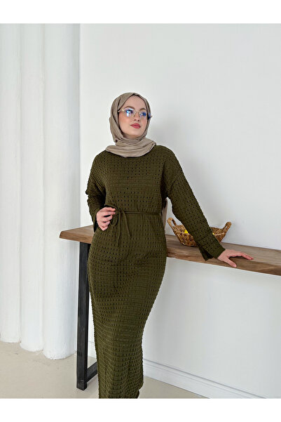 sorisso Knitwear Dress (with Lining) Detailed with Hole Pattern