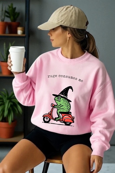 ArtYus Φούτερ Unisex με μακρύ μανίκι Frog Transfer με τύπωμα με λαιμόκοψη ποδ...