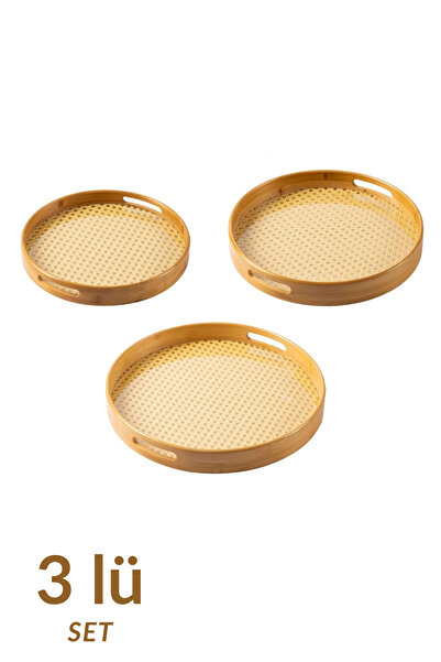 NEWNOW Hazerancraft Hazeran Bamboo Tray Set of 3 (40 cm - 35 cm - 30 cm) |   Stylish and Durable Presentation Tray