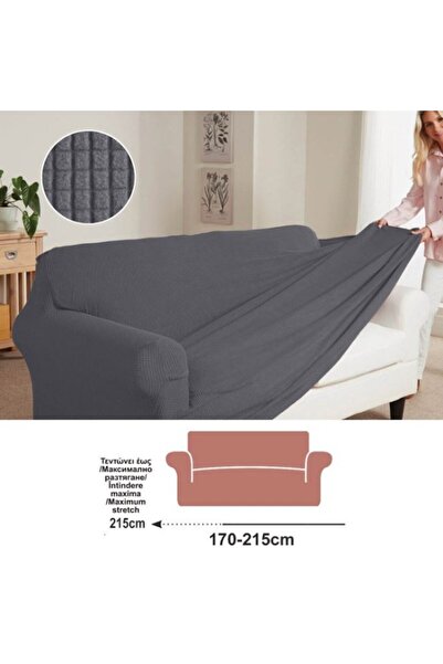 OEM Husă canapea extensibilă pentru 3 locuri, material elastic, gri, lungime 170-215 cm
