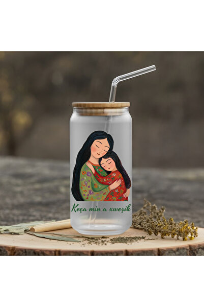 ZERYA Water Milk Juice Glass Water Bottle with Straw for Children - Keça Min a Xweşik Water Bottle (600 ml)