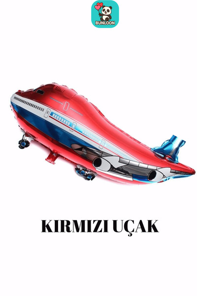 Bunloon Kırmızı Uçak Şekilli Folyo Balon Doğum Günü Parti Süsleme