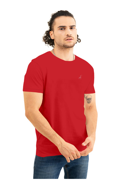 LAUREN SMITH Men’s Premium Textured Cotton Lycra Round Neck T-Shirt with High Definition Logo - Luxury Casual Tee