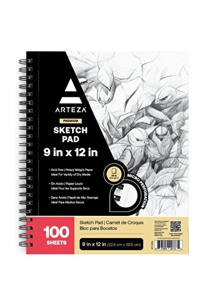ARTEZA دفتر رسم 9 × 12 بوصة، 100 ورقة