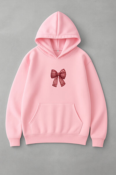 LORVEX Pulover supradimensionat cu imprimeu panglică roșie tricou