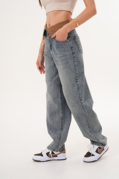 Semesia Shirt Collar Baggy Jeans