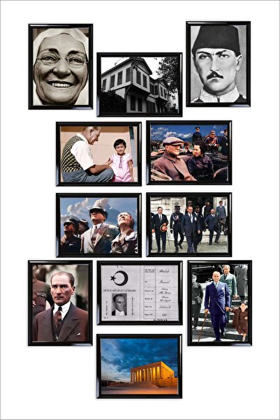 UNT Set de pictură pe lemn cu aspect cadru din 12 piese Ataturk Köşesi, pictu...