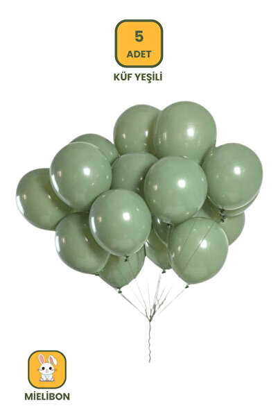 Mielibon 5 ADET Küf Yeşili Balon - Pastel Renk
