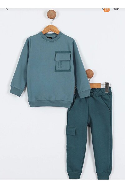 mutlu bebe bulvar Ön Arka Baskılı Cep Detaylı Erkek Çocuk Takım