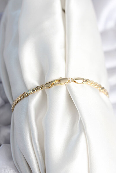 ForWhat Golden Brass Flat Chain Bracelet for Elegant Woman
