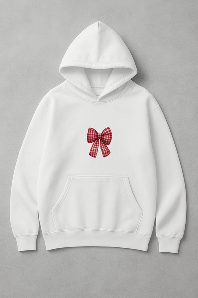 LORVEX Sweatshirt sa crvenom trakom i printom Oversize kroj